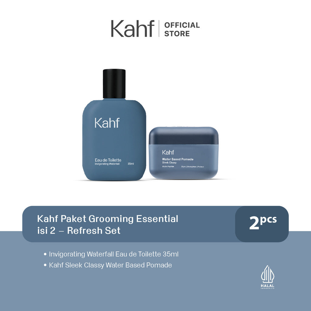 Kahf Paket Grooming Essential isi 2 - Eau de Toilette (EDT), Pomade, Hair Powder