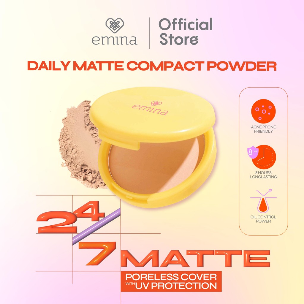 [SPECIAL 11.11] Emina Daily Matte Compact Powder x Muzik Tigerr 11 g - Bedak Padat Matte Finish & Oil Control Tahan Sampai 8 Jam