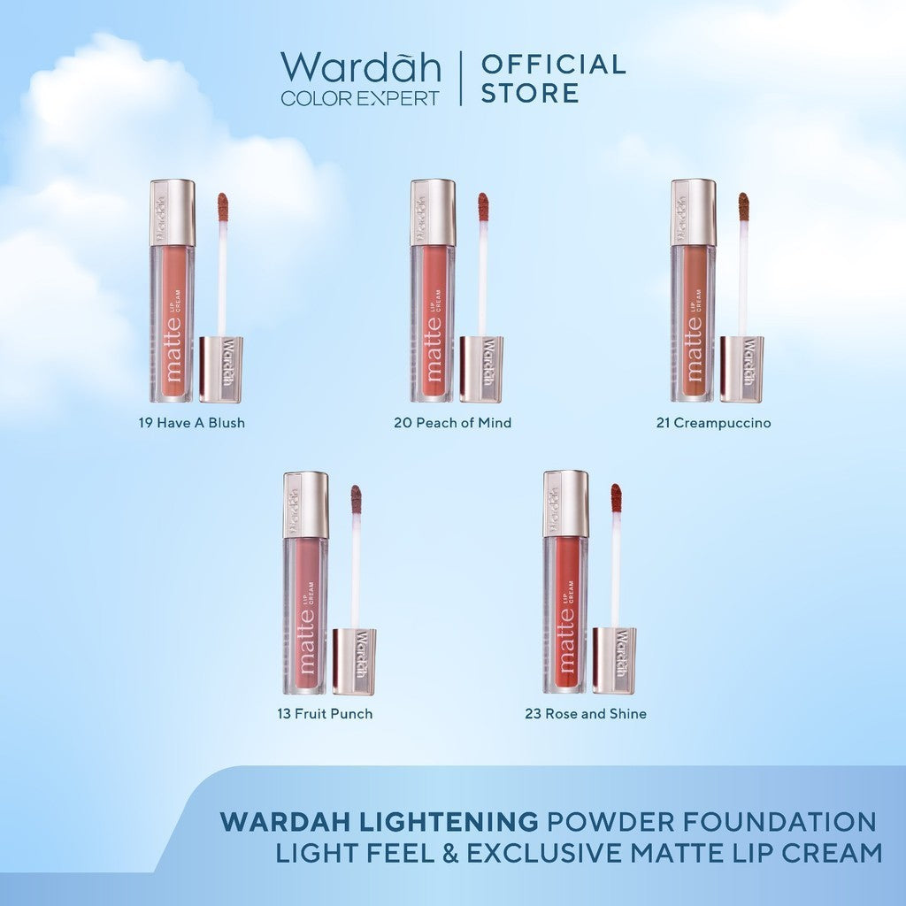 [BUNDLE] WARDAH Paket Exclusive Two Way Cake Lightening Powder Foundation Light Feel Flawless 12 g x Exclusive Matte Lip Cream 4g Basic Make Up - Makeup - Cocok Dipakai dengan Cushion