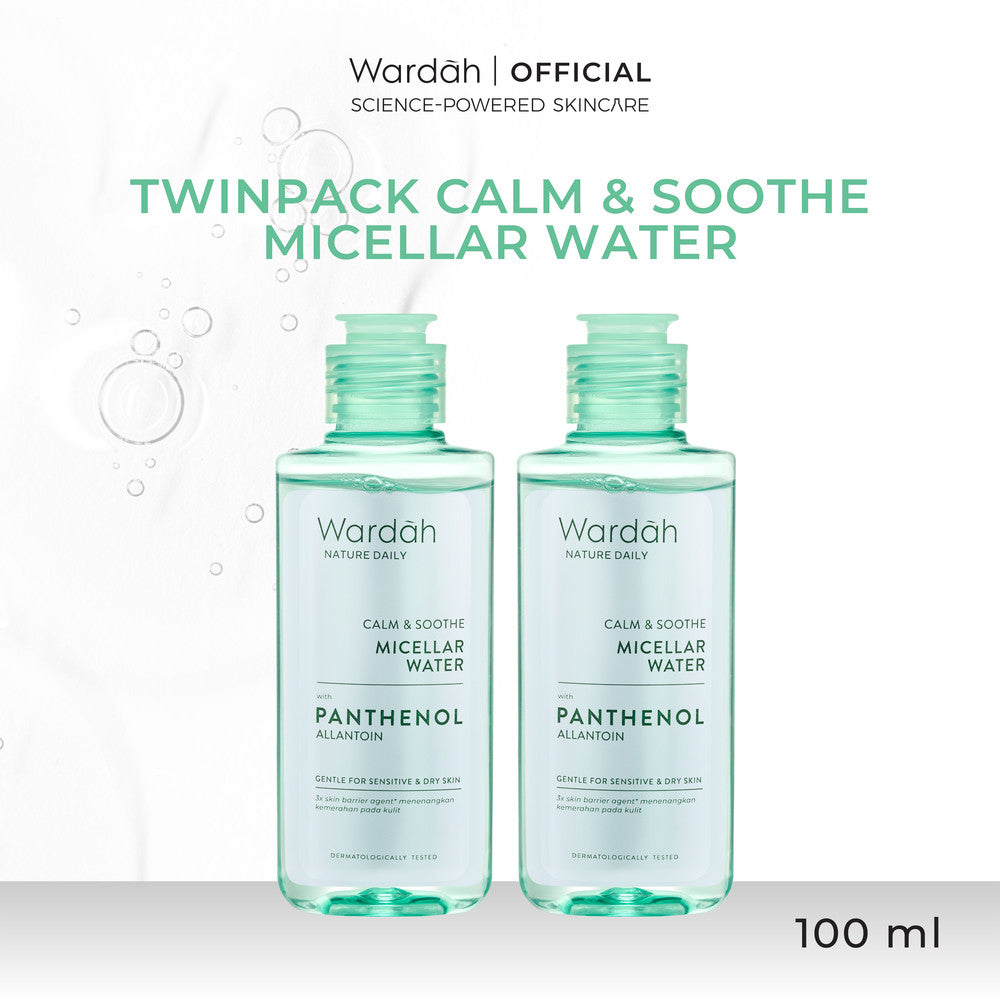 [TWINPACK] WARDAH Micellar Water 100ml All Series - Perfect Bright, Calm and Soothe Nature Daily, Acnederm, Lightening Oil Infused - Pembersih Wajah Make Up Remover Waterproof Tanpa Bilas - Skincare