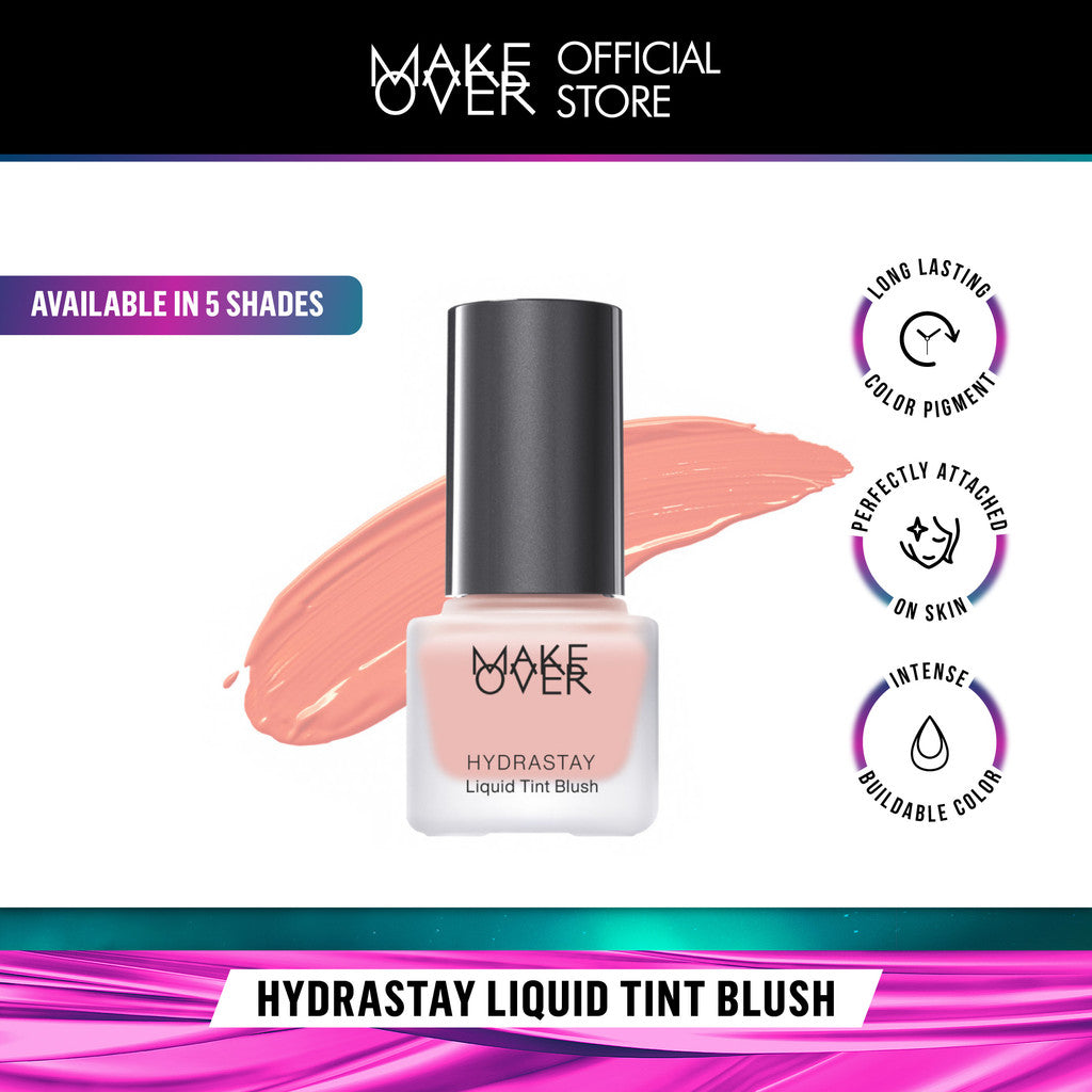 MAKE OVER Prismatic Glow Hydrate Blush Bundle: Hydrastay Prismatic Glass Cushion + Hydrastay Liquid Tint Blush - Paket Cushion Glow Blush On Tahan Lama Flawless Baru CreamBlush