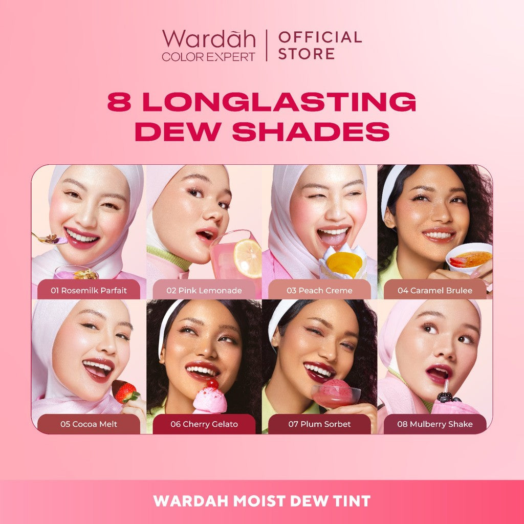 [FLASH SALE] WARDAH Moist Dew Tint 3g - With Oatmilk+Pentavitin - Ombre - Bibir Lembab - Coverage Tahan Seharian 24 Jam - Liptint Lip Stain Lipgloss Lip Tint Lip Matte Lipstick Lip Cream - Glossy Lip Longlasting Waterproof Tahan Lama - Makeup
