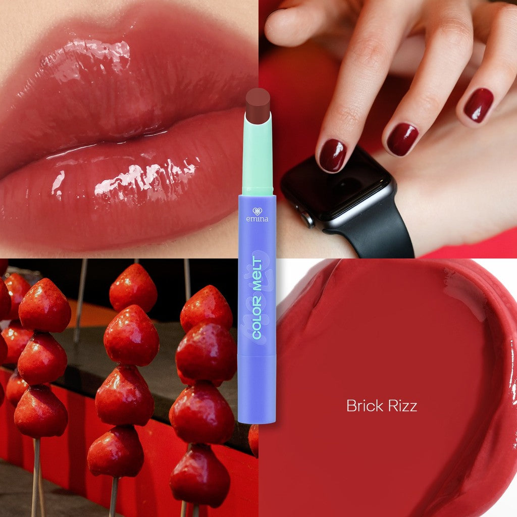 NEW! Emina Hyalupeptide Color Melt Balm - Tinted Lip Balm Melembabkan & Mencerahkan Bibir, Lightweight & Cover Bibir Gelap with Peptide | Memperkuat Lip Barrier - Cocok untuk Bibir Sensitif