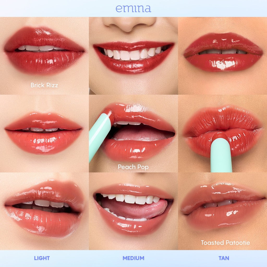 NEW! Emina Hyalupeptide Color Melt Balm - Tinted Lip Balm Melembabkan & Mencerahkan Bibir, Lightweight & Cover Bibir Gelap with Peptide | Memperkuat Lip Barrier - Cocok untuk Bibir Sensitif
