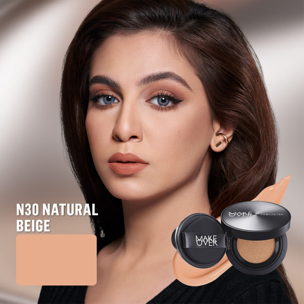 NEW! MAKE OVER Powerstay Sync Matte Cushion - Smart AI Matte Cushion High Coverage Zero Oxidation Oil Control Foundation Compact Makeup Concealer