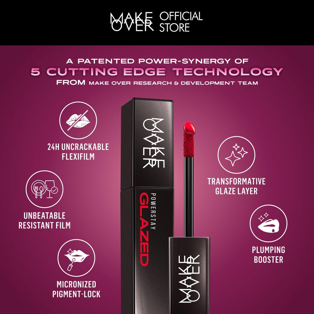 [TINTINTINWIN'S PICKS] MAKE OVER Powerstay Glazed Lock Lip Pigment - Plump Glazed Next Level Lip Gloss Lip Cream Transferproof Pigmented Tahan Lama 24 Jam Ringan Tidak Lengket di Bibir Lipstick Lipcream Lipstik DFW Nadya Hutagalung Pony Mira Agile Zsa Zsa