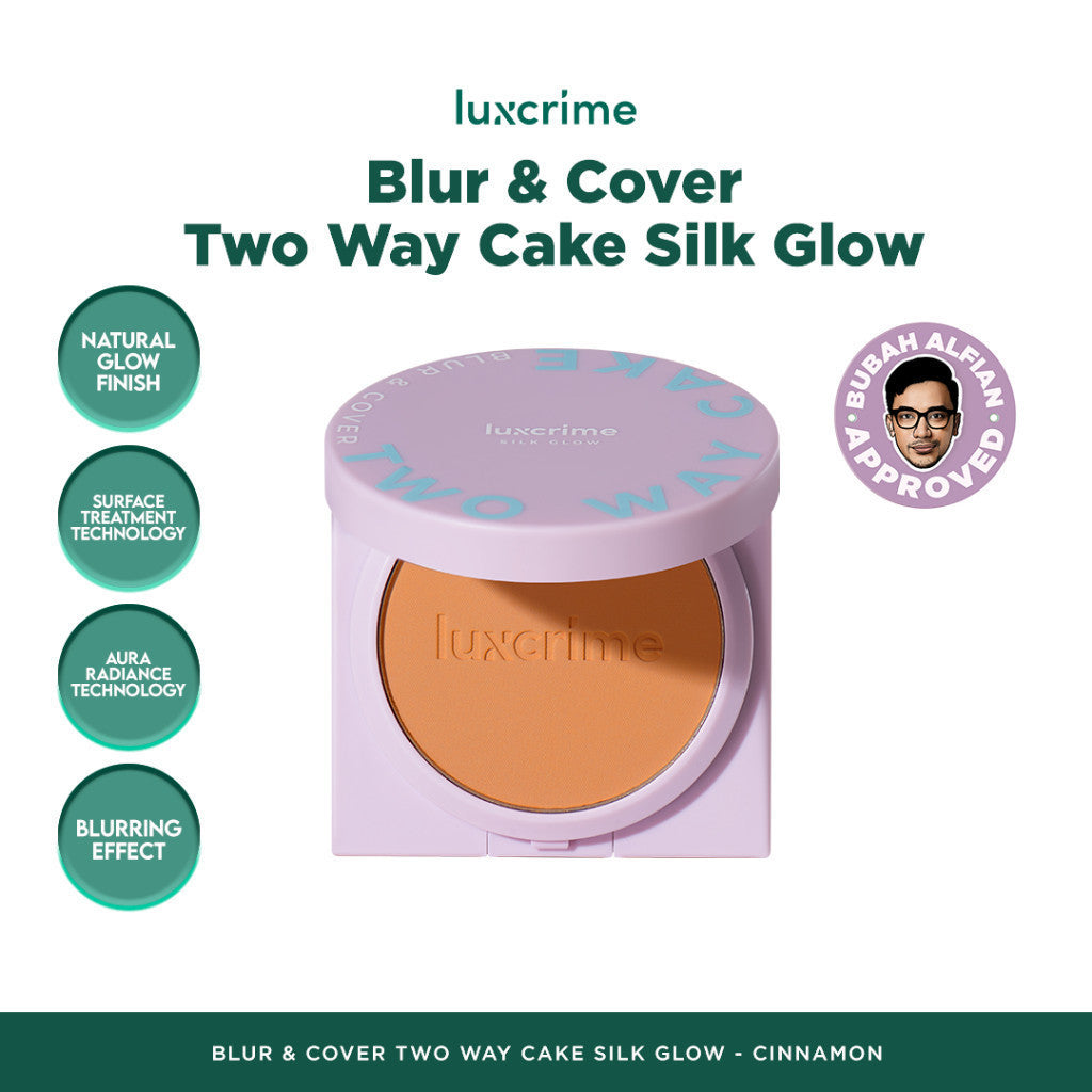 CANTIK - LUXCRIME Blur & Cover Two Way Cake Silk Glow 8.5gr Original - LUXCRIME TWC Silk Glow - Bedak Foundation Padat High Coverage Untuk Kulit Halus Tanpa Pori Bebas Minyak Tahan 24 Jam