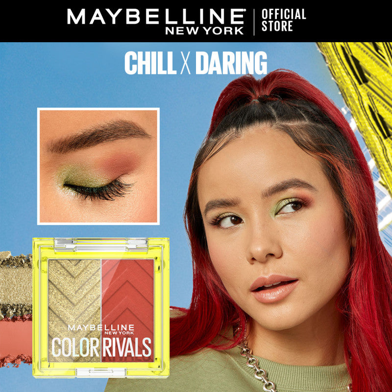 Maybelline Color Rivals Duo Shadow – Eyeshadow Waterproof Pigmented Glitter Tekstur Halus Tahan Seharian Easy to Blend