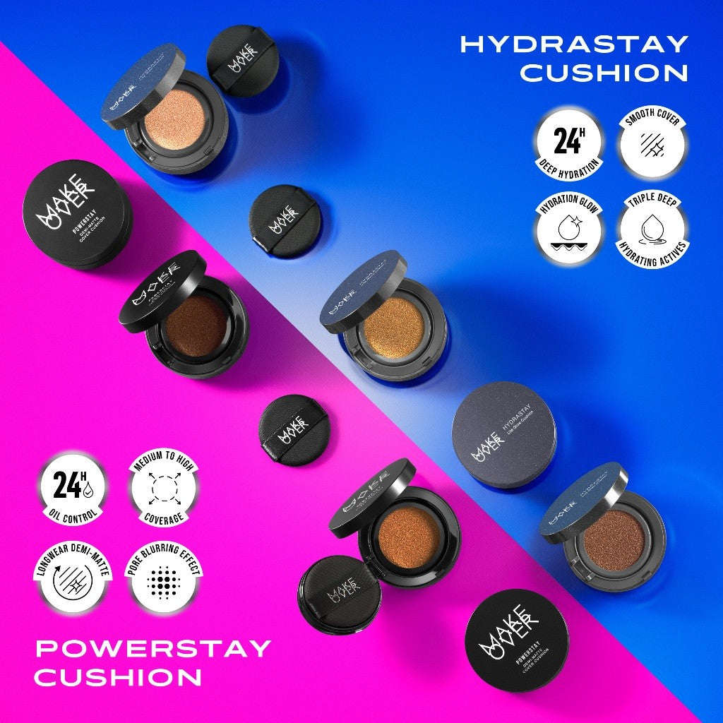 [TINTINTINWIN'S PICKS] MAKE OVER Powerstay Demi-Matte Cover Cushion - Cushion Matte High Coverage Foundation Compact Ringan Oil Control Make Up Wajah Tahan Lama 24 Jam Non-Comedogenic BEST SELLER Concealer Make Up