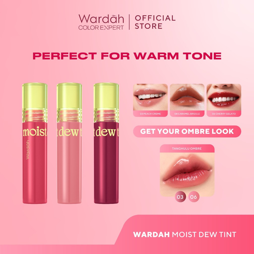 WARDAH TRIPLE PACK Moist Dew Tint 3 g 3 pcs - Liptint yang Mengadung Oatmilk dan Pentavitin - Makeup