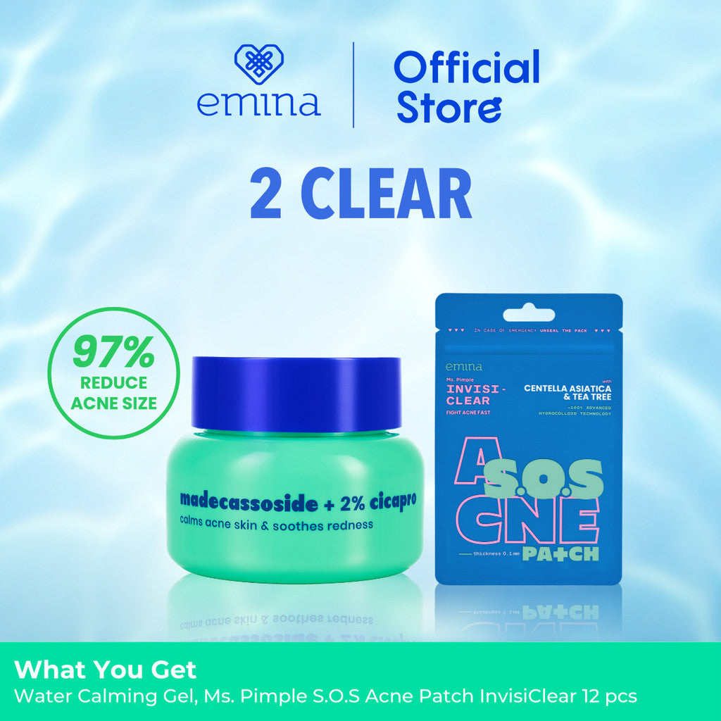 Emina Bundle Gel Moisturizer + Acne Patch - Bundle Moisturizer Gel, Pimple Pacth Acne Spot Treatment Sticker Jerawat Tipis Penghilang