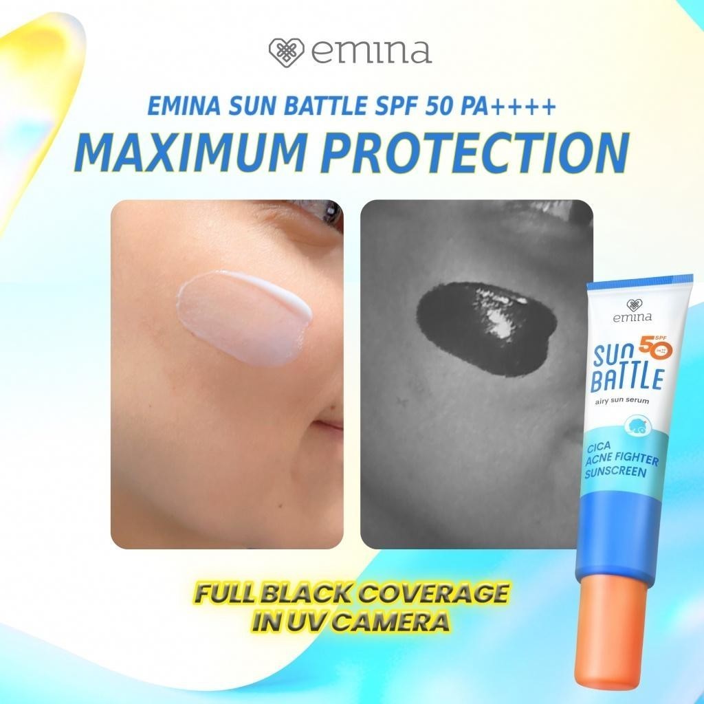 [NEW! MUST HAVE] Emina Sun Battle Spf 50 Pa++++ Cica Acne Fighter Sunscreen