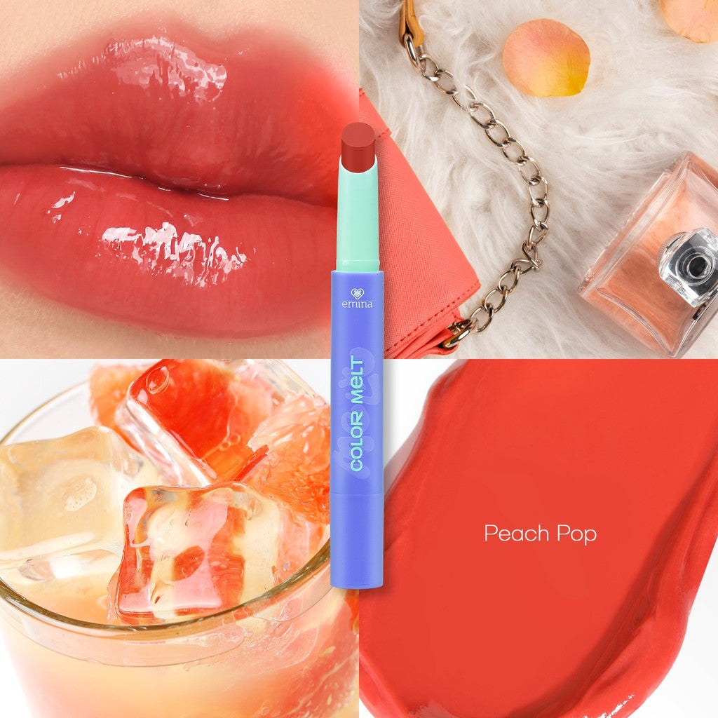 NEW! Emina Hyalupeptide Color Melt Balm - Tinted Lip Balm Melembabkan & Mencerahkan Bibir, Lightweight & Cover Bibir Gelap with Peptide | Memperkuat Lip Barrier - Cocok untuk Bibir Sensitif