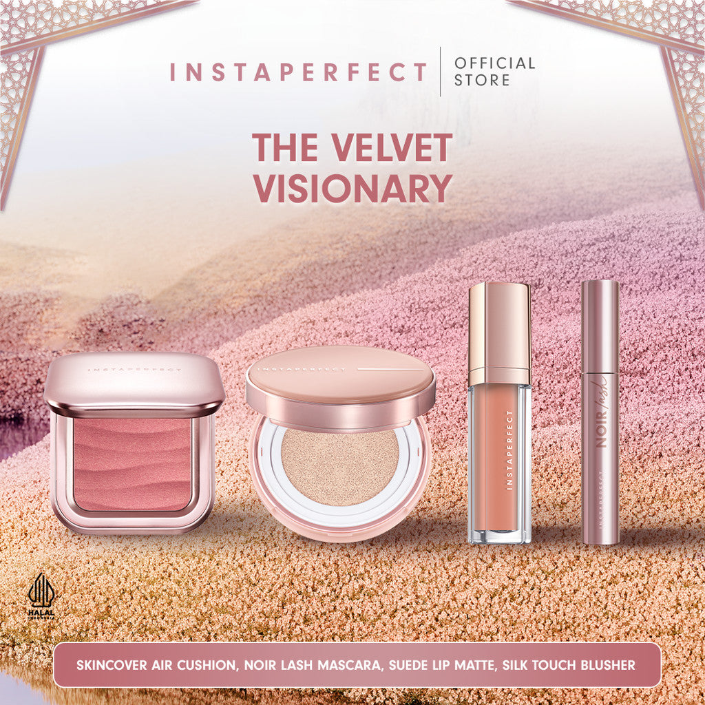 Instaperfect The Velvet Visionary Make Up (Mahogany) Look: Skin Cover Air Cushion, Silk Touch Blusher, Suede Lip Matte, Noir Lash Mascara