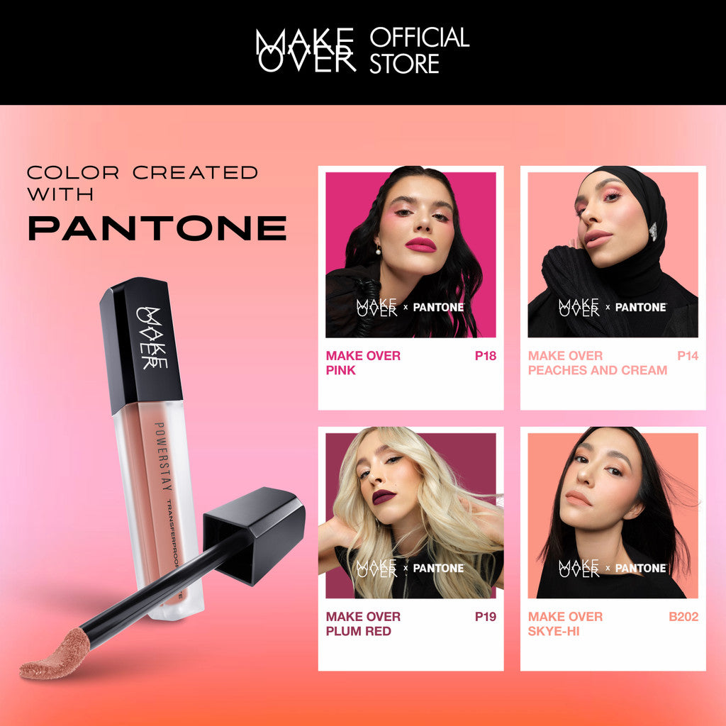 [TINTINTINWIN'S PICKS] MAKE OVER Powerstay Transferproof Matte Lip Cream - Lipcream x PANTONE Tahan Lama 14 Jam Lip Cream Tidak Kering Ringan Halus Kissproof Cocok untuk Ombre Lips Color Nude Lipstik BEST SELLER Lip Matte Lipstick 14H Make Up