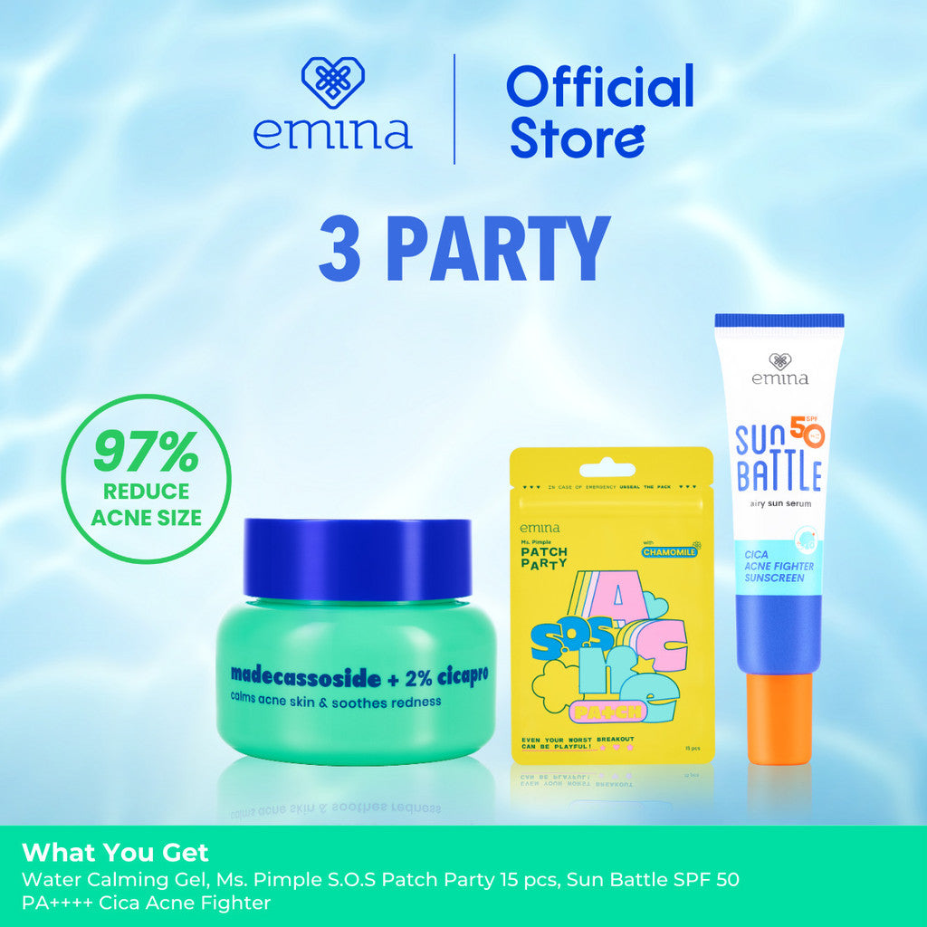 Emina Bundle Gel Moisturizer + Acne Patch - Bundle Moisturizer Gel, Pimple Pacth Acne Spot Treatment Sticker Jerawat Tipis Penghilang