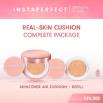 INSTAPERFECT Real Skin Cushion Complete Package (Skinover Air Cushion + Refill) Full Coverage Semi Matte Finish- Bundle Lengkap Make Up Tahan Lama