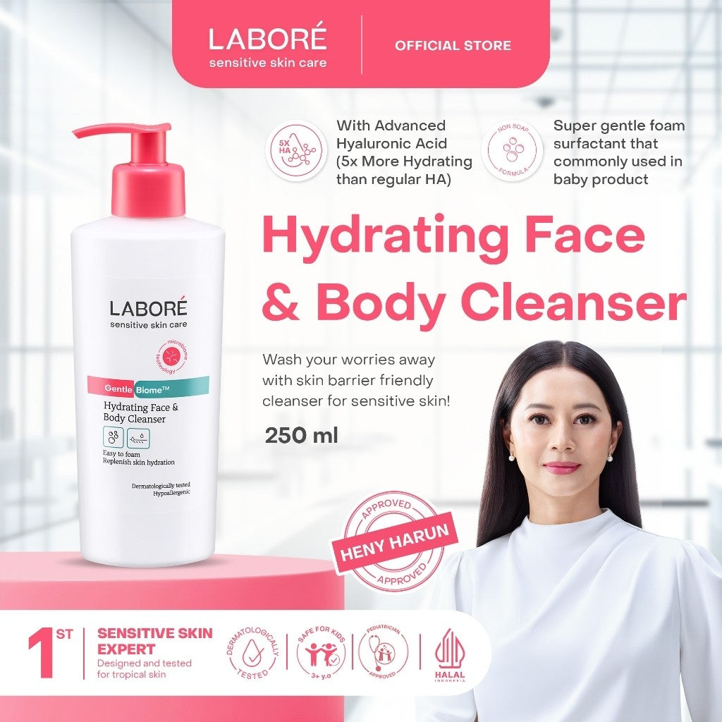 Labore GentleBiome Hydrating Face & Body Cleanser 250 ml - Body Wash | Sabun Mandi | Pembersih Muka dan Tubuh untuk Kulit Sensitive dengan Kandungan Advanced
