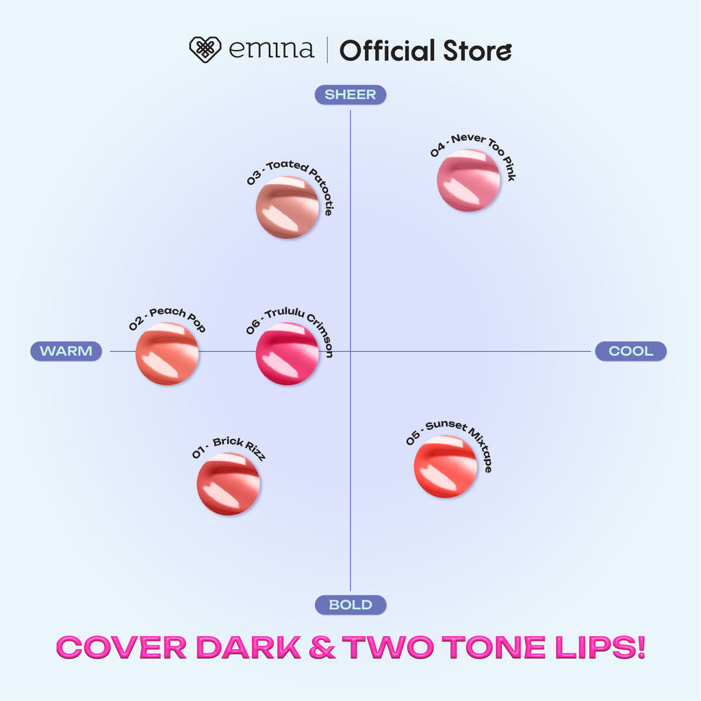 NEW! Emina Hyalupeptide Color Melt Balm - Tinted Lip Balm Melembabkan & Mencerahkan Bibir, Lightweight & Cover Bibir Gelap with Peptide | Memperkuat Lip Barrier - Cocok untuk Bibir Sensitif