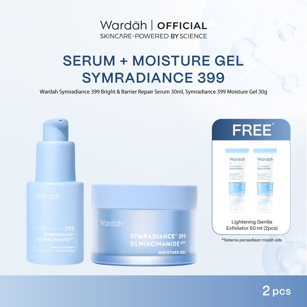 WARDAH Lightening Symradiance 399 + 10% Niacinamide Skin Care All Series Lengkap ADV Bright & Barrier Boost - Serum dan Moisturizer Mencerahkan Kulit Kusam Bekas Jerawat, Mencegah Hiperpigmentasi, Pelembab - Skincare