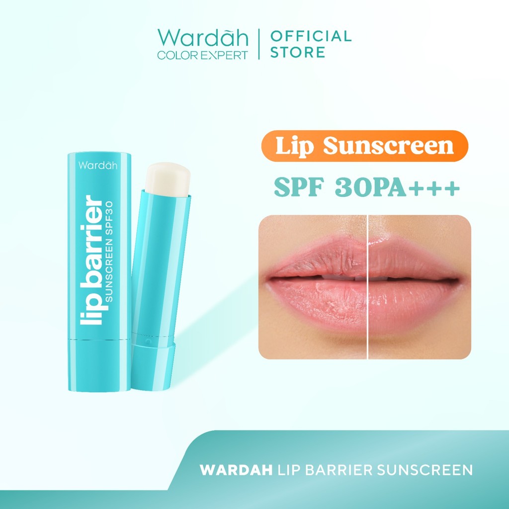 [LIPCARE SUN PROTECTION] WARDAH Lip Barrier Sunscreen SPF 30 PA+++ - Pelembab Bibir 24 Jam - Lip Balm, Lip Therapy, Lip Care, Hydrating - Petrolatum Murni 100% - Memperbaiki, Meregenerasi Sel Kulit Bibir, Menghidrasi, Mengatasi Bibir Pecah - Makeup