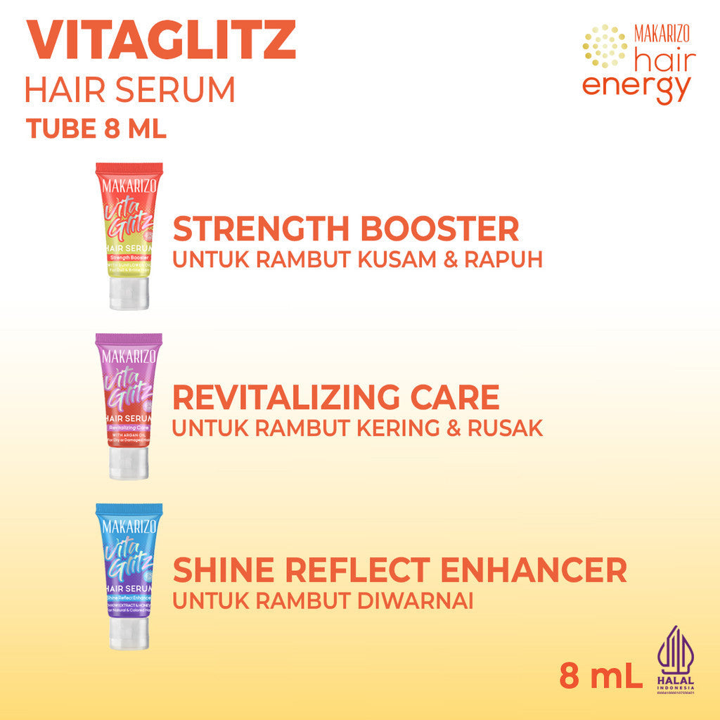 Makarizo VITAGLITZ Hair Serum STRENGTH BOOSTER - Serum Rambut Tube 8 mL