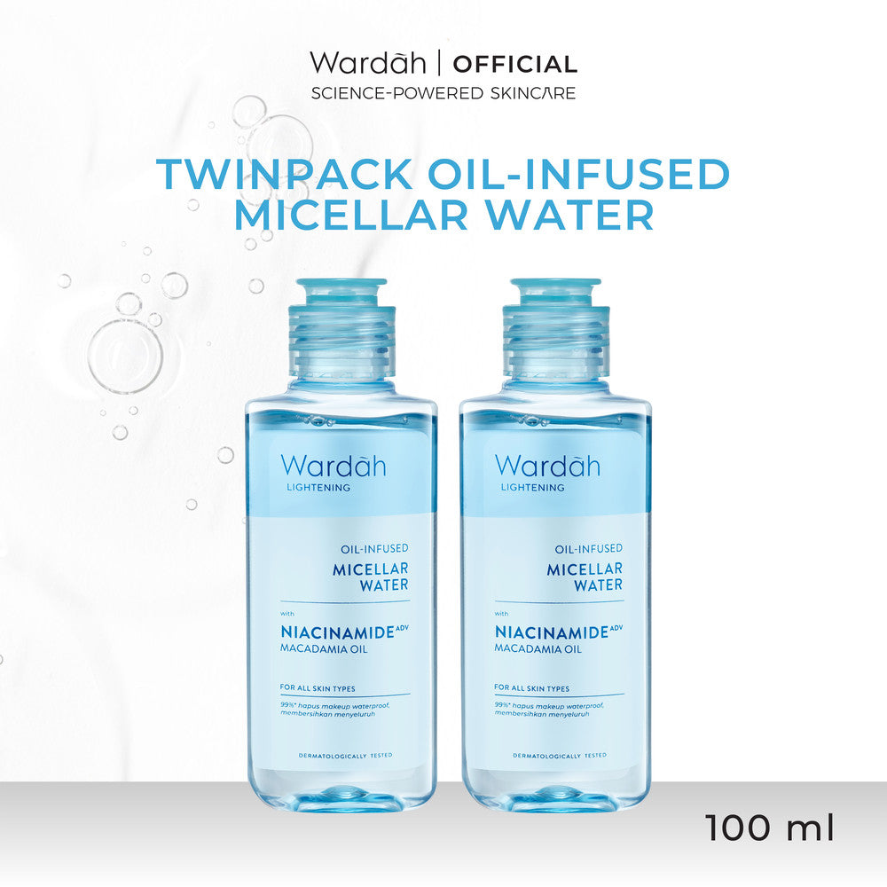 [TWINPACK] WARDAH Micellar Water 100ml All Series - Perfect Bright, Calm and Soothe Nature Daily, Acnederm, Lightening Oil Infused - Pembersih Wajah Make Up Remover Waterproof Tanpa Bilas - Skincare