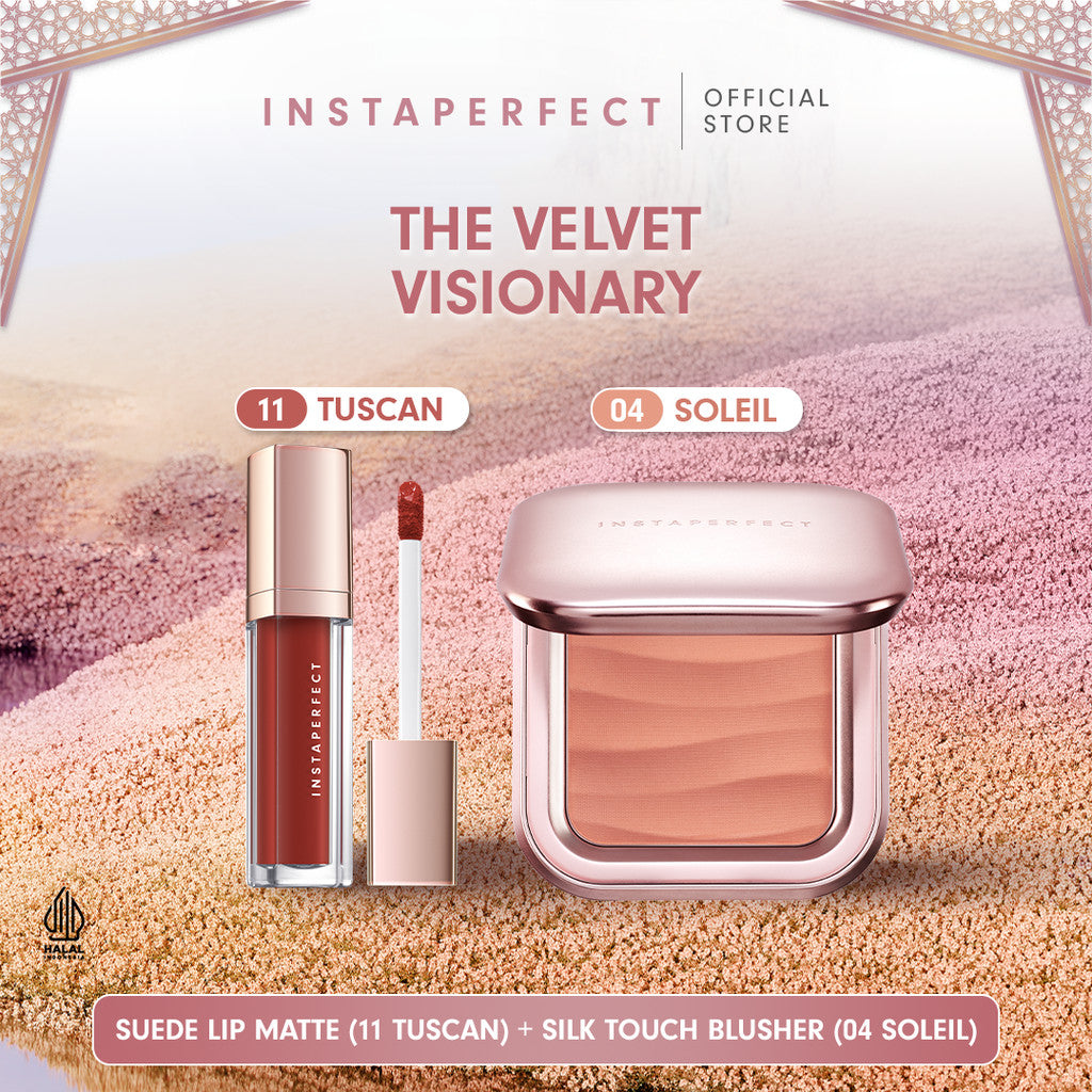 Instaperfect The Velvet Visionary Make Up (Mahogany) Look: Skin Cover Air Cushion, Silk Touch Blusher, Suede Lip Matte, Noir Lash Mascara