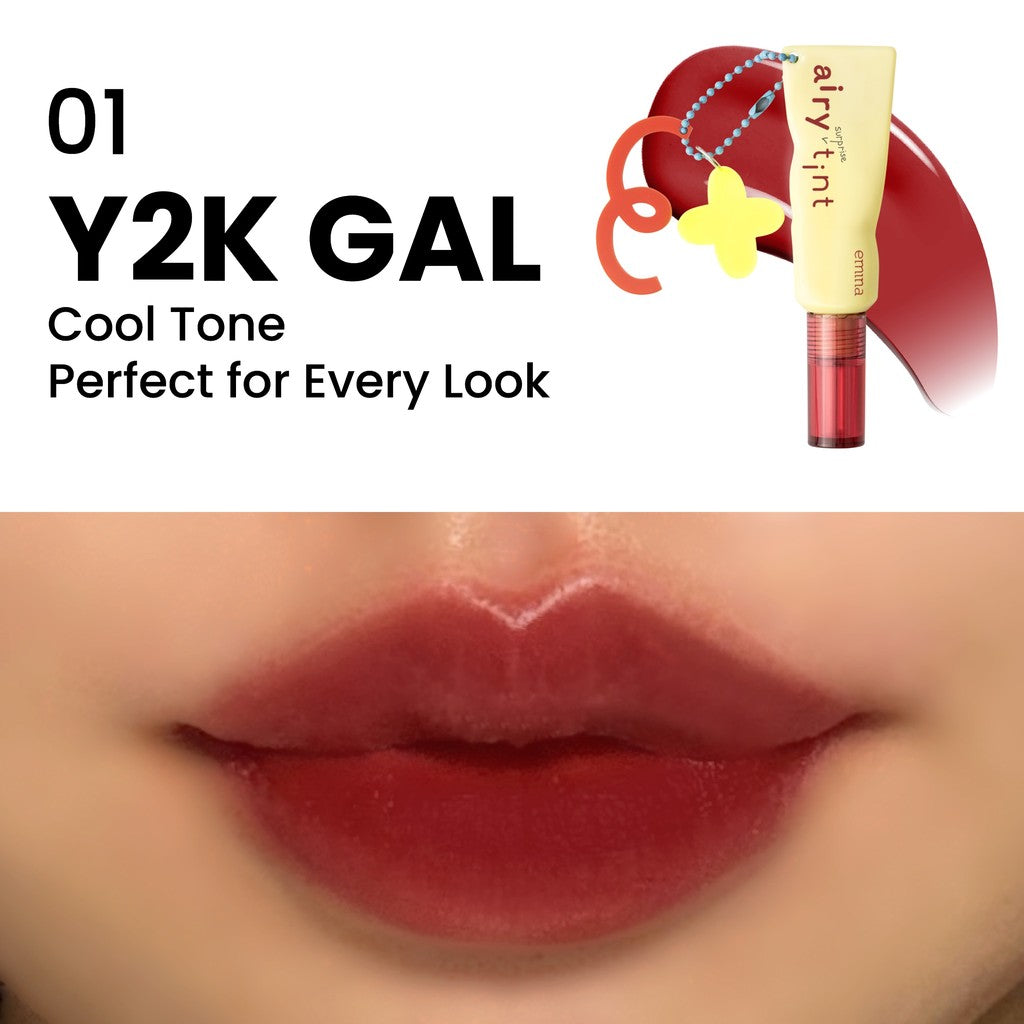 Emina Airy Surprise Tint x Muzik Tiger 3 g + Keychain - Lip Tint Ringan, Longlasting, Tahan Lama, Waterproof