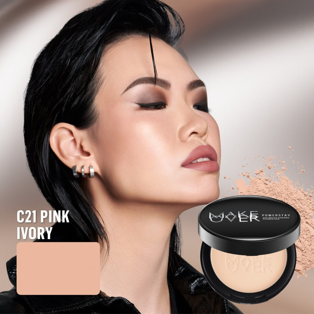 [ SPECIAL PRICE ] MAKE OVER Powerstay 24H Matte Powder Foundation -  Bedak Padat High Coverage Ringan Bedak Compact Wajah Flawless Make Up Tahan Lama 24 Jam Non-Comedogenic BEST SELLER Poreless DFW Nadya Hutagalung Pony Mira Agile Zsa Zsa Utari