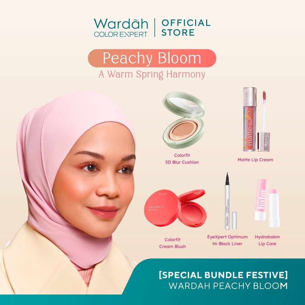 WARDAH Makeup Looks: Frosted Rose, Peachy Bloom, Mauve Radiance, Mocca Mousse – Colorfit Cushion, Liquid Lip, Lip Cream, Cream Blush, Exclusive Eyeshadow - Makeup - Tahan Lama dengan Bedak