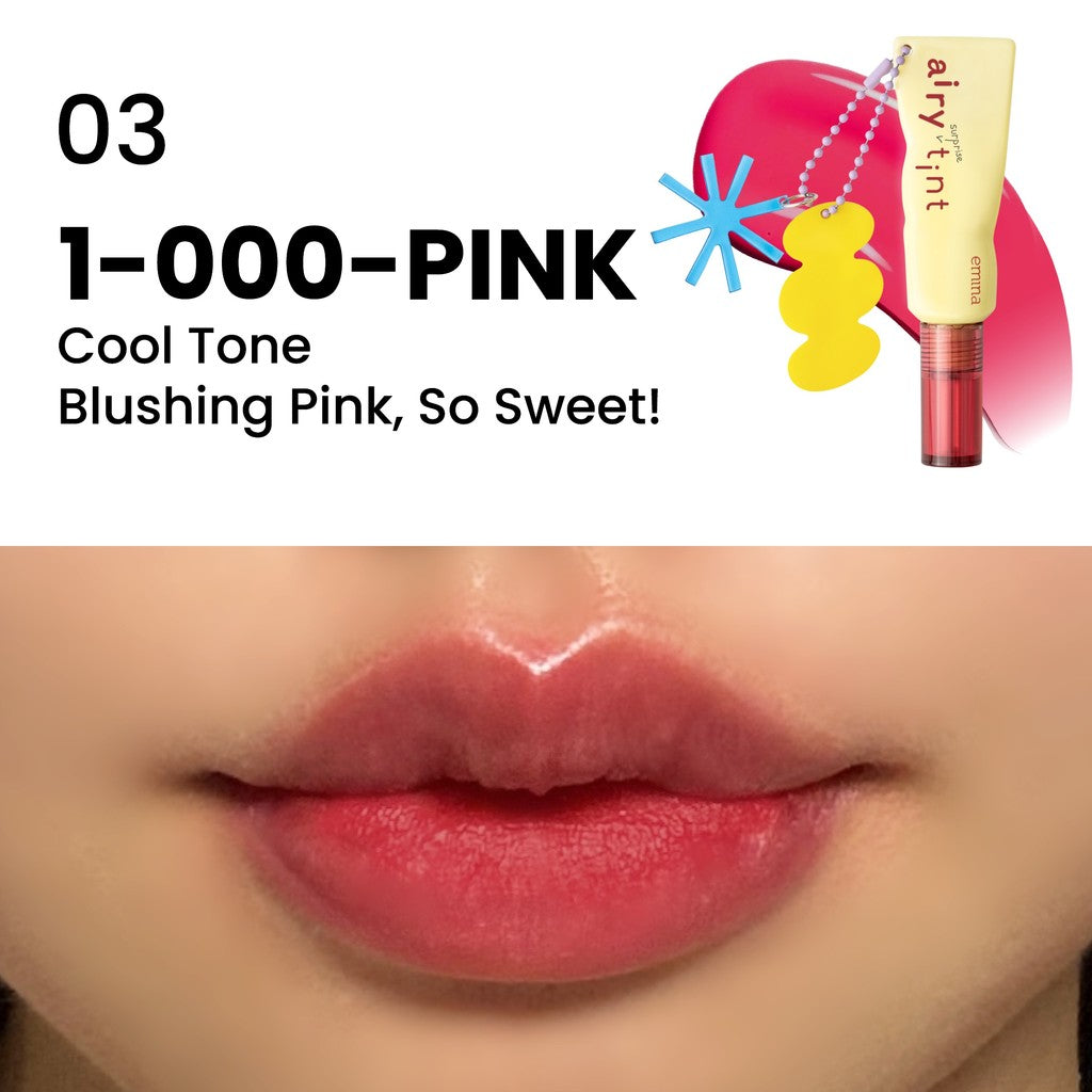 Emina Airy Surprise Tint x Muzik Tiger 3 g + Keychain - Lip Tint Ringan, Longlasting, Tahan Lama, Waterproof