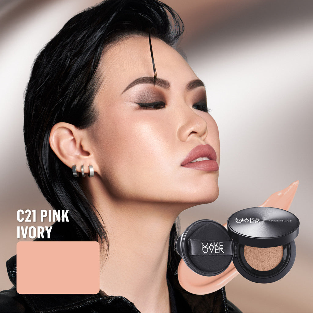 NEW! MAKE OVER Powerstay Sync Matte Cushion - Smart AI Matte Cushion High Coverage Zero Oxidation Oil Control Foundation Compact Makeup Concealer