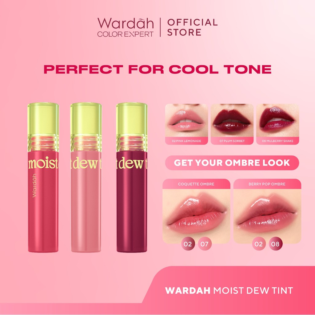 WARDAH TRIPLE PACK Moist Dew Tint 3 g 3 pcs - Liptint yang Mengadung Oatmilk dan Pentavitin - Makeup