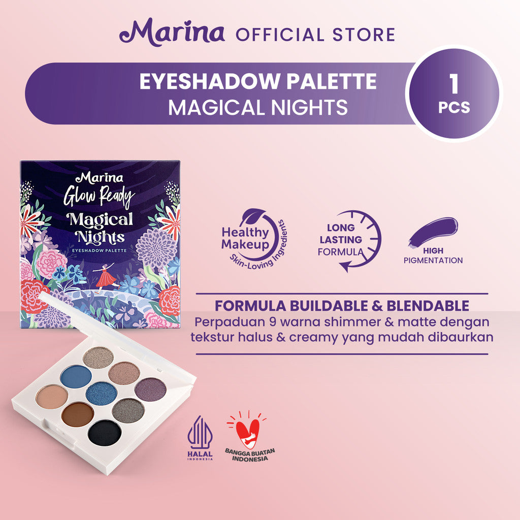 Marina Glow Ready Eyeshadow Palette Blooming Garden & Magical Nights 9g - [Exp Date : 08.2027]