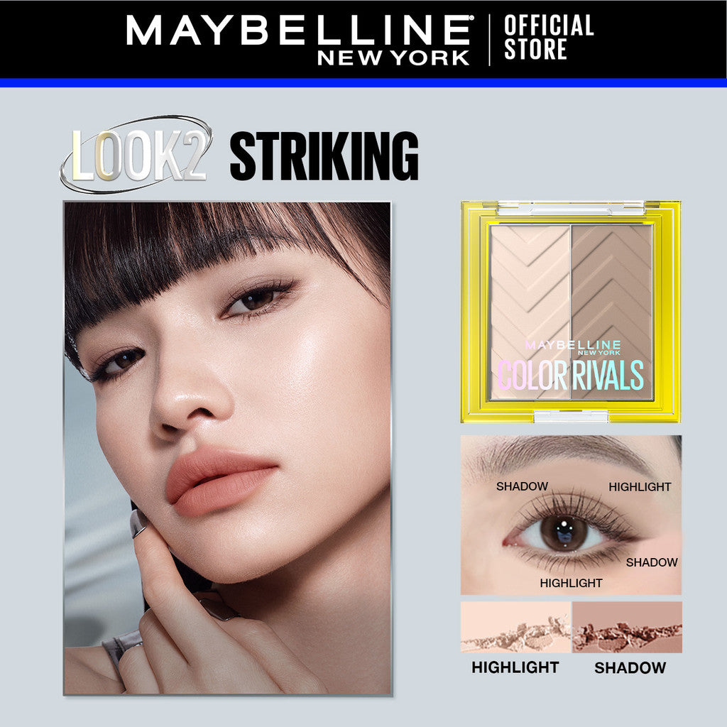 Maybelline Color Rivals Duo Shadow – Eyeshadow Waterproof Pigmented Glitter Tekstur Halus Tahan Seharian Easy to Blend