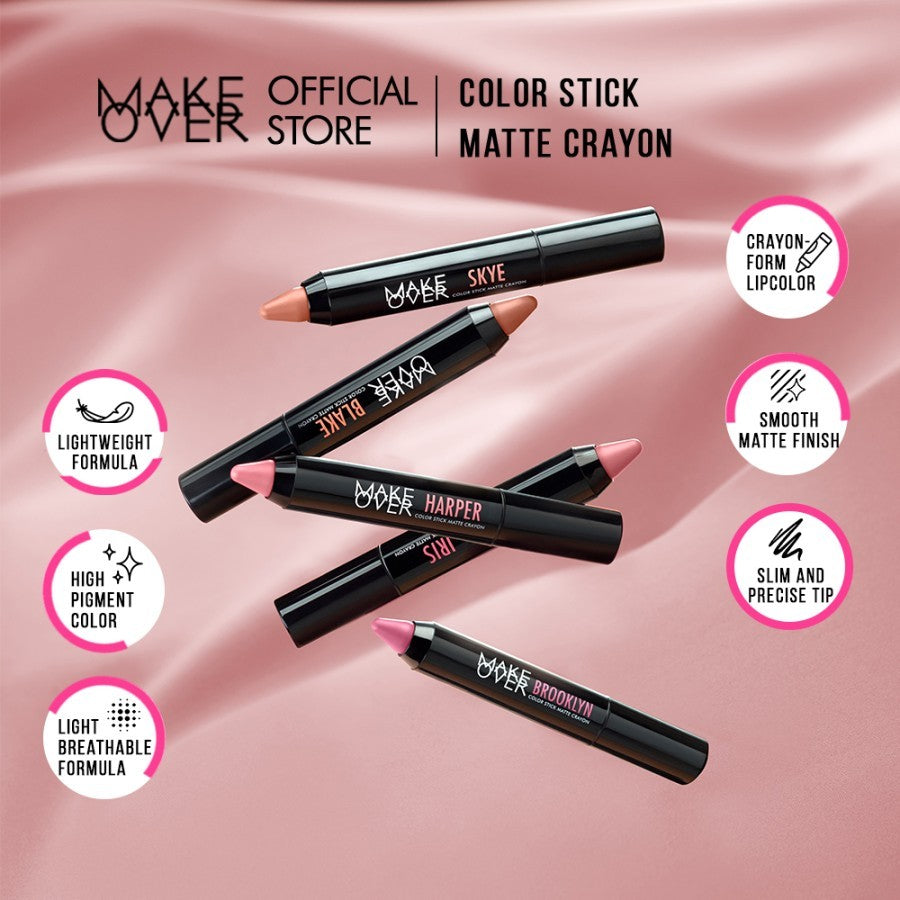 [ SPECIAL PRICE ] MAKE OVER Color Stick Matte Crayon 2.6 g - Lipstick Lipstik Bibir Matte untuk Base Ombre BEST SELLER - 105 Skye