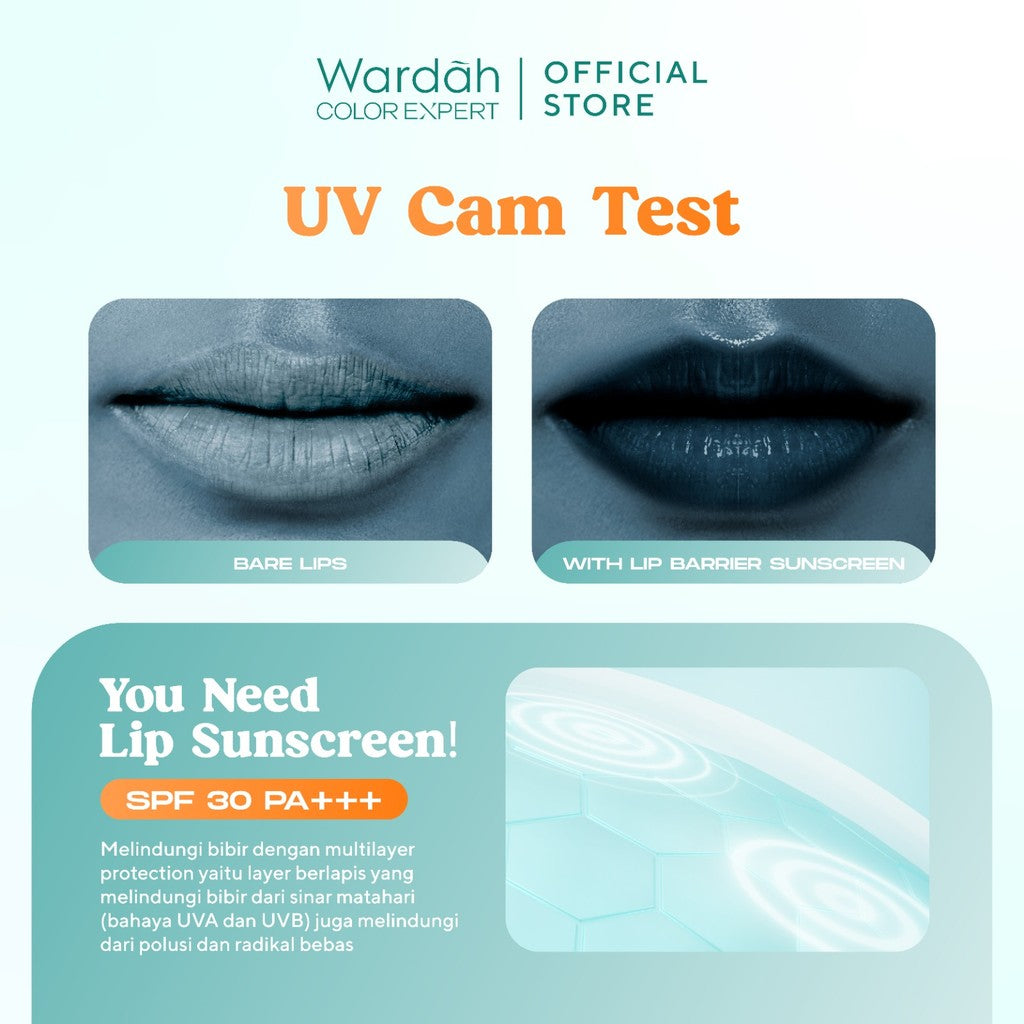 [LIPCARE SUN PROTECTION] WARDAH Lip Barrier Sunscreen SPF 30 PA+++ - Pelembab Bibir 24 Jam - Lip Balm, Lip Therapy, Lip Care, Hydrating - Petrolatum Murni 100% - Memperbaiki, Meregenerasi Sel Kulit Bibir, Menghidrasi, Mengatasi Bibir Pecah - Makeup