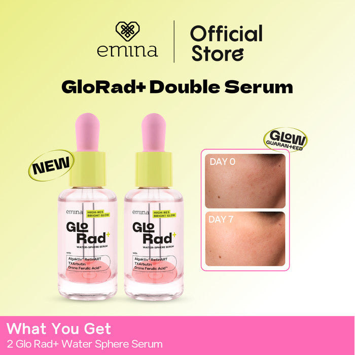 Emina GLORAD+ TWIN PACK- Serum,Cleanser and Eye Serum-Paket Skincare