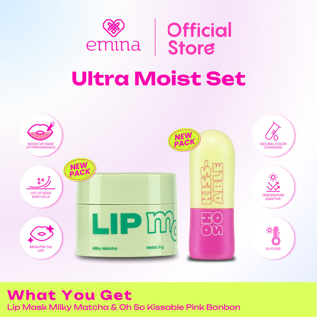 Emina Skin & Lip Care Package #hellohealthyskin (Lip Mask. Lip Scrub, & Sleeping Mask) - Paket Perawatan Bibir dan Kulit Sehat