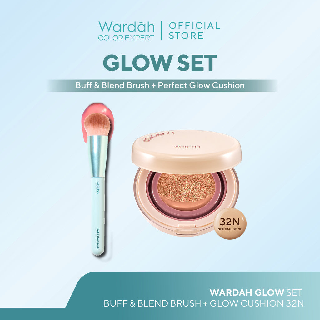 Wardah Halal Tool Brush – Wardah Buff & Blend Brush, Wardah Set & Finishing Brush, Wardah Beauty Blender – Colorfit Matte Foundation, Colorfit HD Blurify Loose Powder – Bundle Brush Set – Make Up Tools - Brush - Wardah Make Up Kit - Makeup