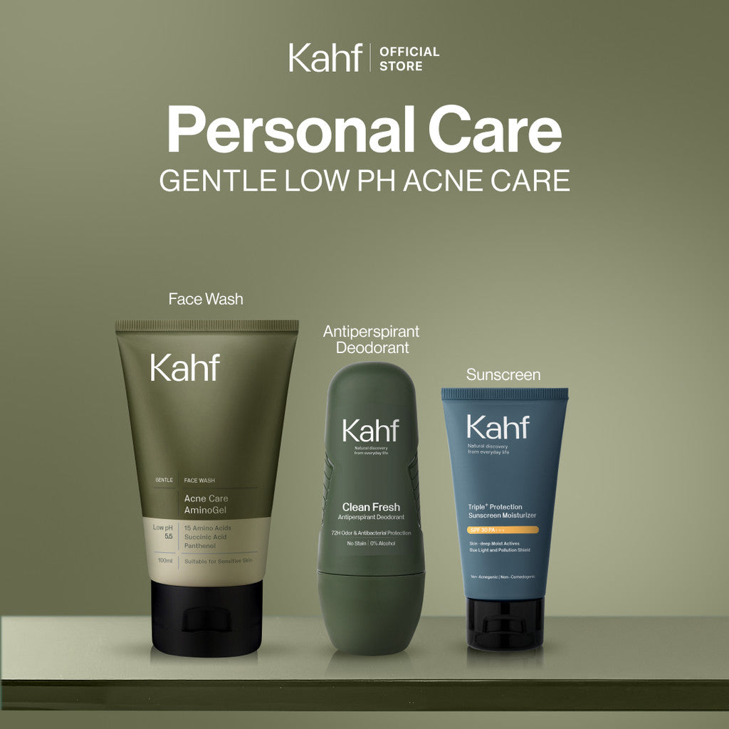 [KAHF BUNDLE 2IN1 PAKET FACIAL WASH WAJAH GLOWING GAK BIKIN KERING, JERAWAT KEMPES, ANTI KETARIK] Complete Acne Care & Bright Revitalizing Amino Gel Face Wash 100 ml - Sabun Cuci Muka Pria Kulit Sensitif Bebas Kusam & Anti Jerawat - Gentle Cleanser Daily