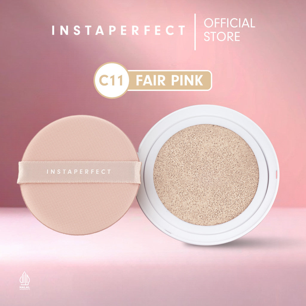 Simple Complexion Set Bundle- Instaperfect Refill Matte Fit Powder Foundation 13 g - Refill Bedak (Real Skin Cover Setter, Smooth Matte Finish, SPF 20 PA+++) &  Refill Skincover Air Cushion 11 g - Bundle Make Up Wajah