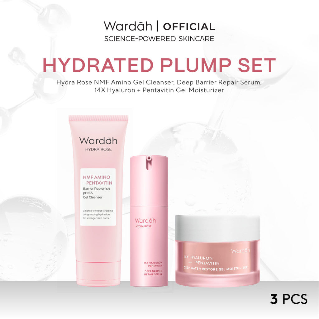 WARDAH Paket 3 Pcs [Gel Moisturizer, Face Wash, dan Serum/Toner] - Bright Radiant, Bright Glowing, Calm Acne, Hydrated Plump, Nature Daily, Renew You, Lightening, Nature Daily Cica Aloe - Skincare