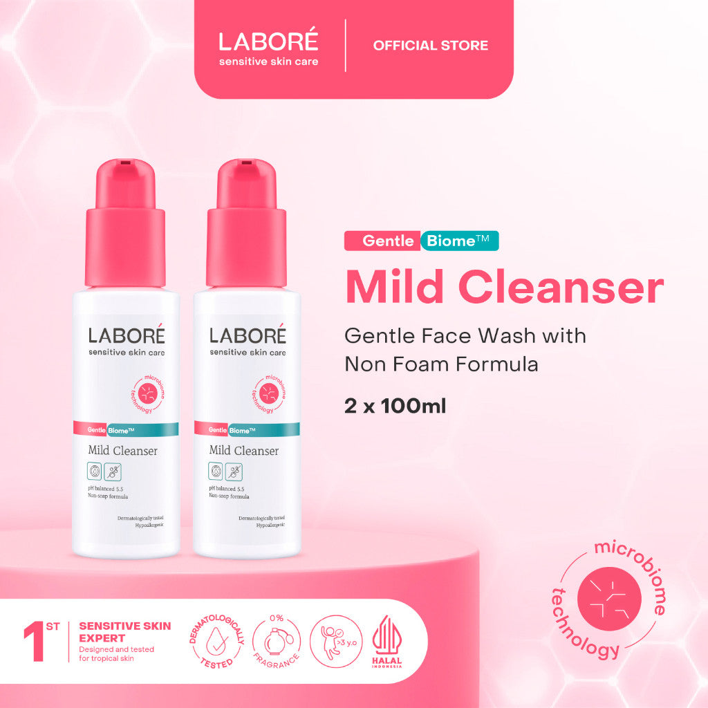 Labore Sensitive Skin Care GentleBiome Mild Cleanser - Face Wash Twinpack (2 x 100 ml) - Paket Pembersih Wajah untuk Kulit Sensitif