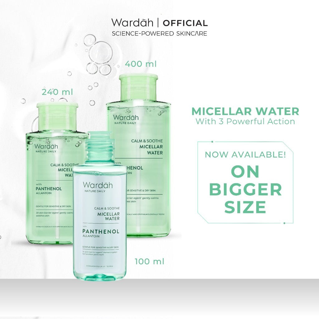 WARDAH Micellar Water (Perfect Bright, Nature Daily, Lightening Oil, Acnederm) - Pembersih Make Up Waterproof - Skincare