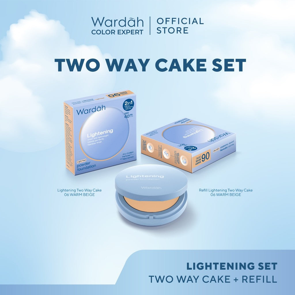 [BUNDLE] WARDAH Lightening Powder Foundation Light Feel 12 g & Refill - Two Way Cake - TWC - Refill TWC - Bedak Padat Tahan Lama - Makeup