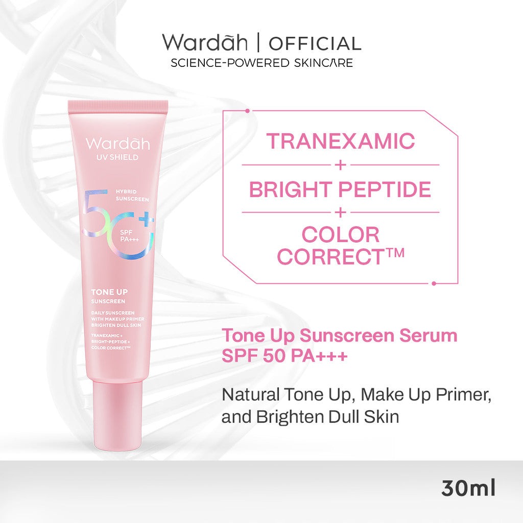 Wardah UV Shield Tinted Tone Up Sunscreen SPF 50 PA 30 ml Sunscreen Wajah Mencerahkan Wajah Samarkan Noda Hitam Tidak Lengket Cepat Meresap Makeup Primer-Skincare