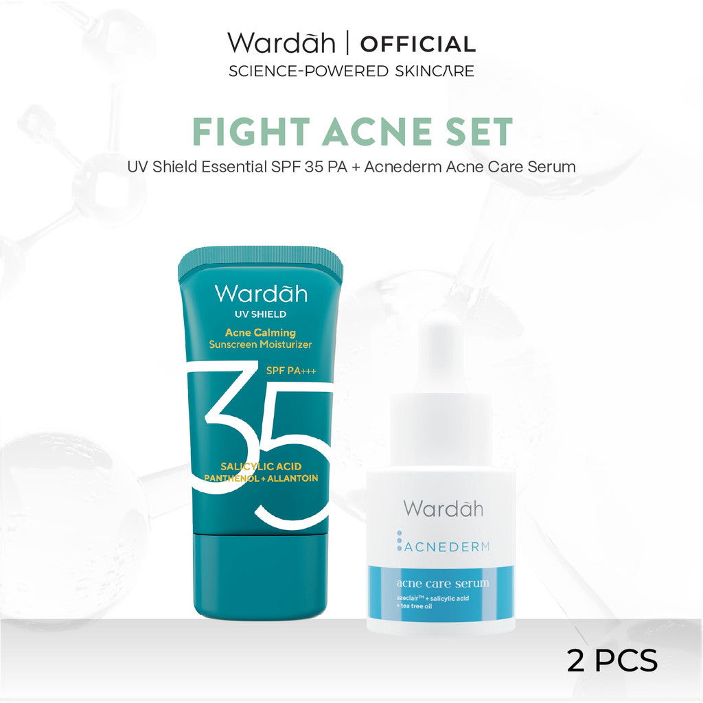 WARDAH UV Shield Acne Calming Sunscreen Moisturizer SPF 35 PA untuk komedo jerawat dan bekas jerawat kulit berminyak tekstur gel ringan mudah meresap Skincare