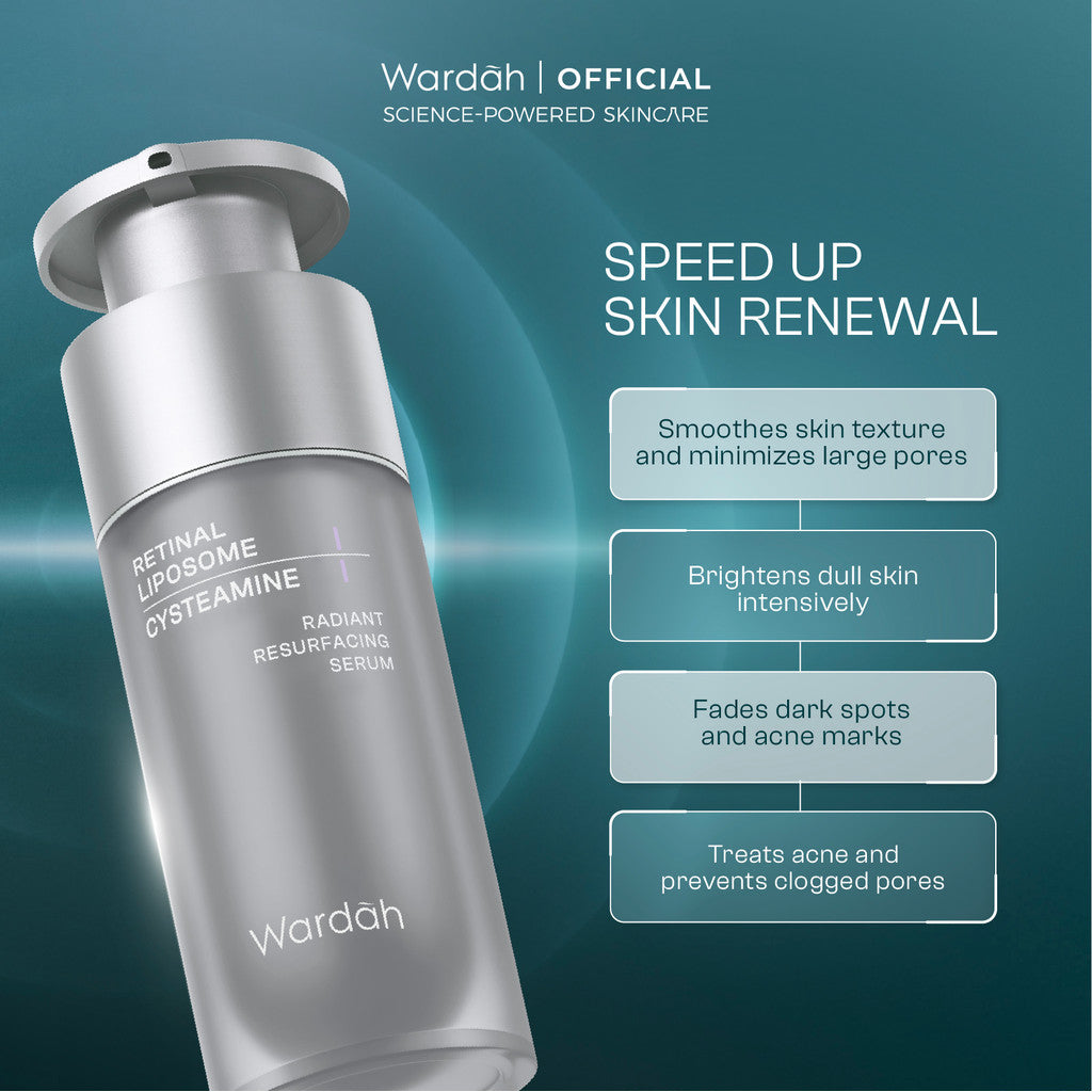 [SASHFIR PICKS!] Wardah Radiant Resurfacing Retinal Cysteamine Serum 30 ml - Serum Pencerah, Penghilang Kerutan, Retinol, Laser Effect, Renewal, Peeling - Skincare